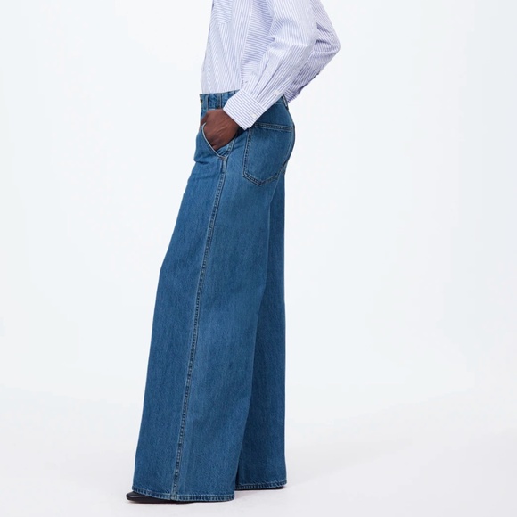 Madewell Wide Sweep High Rise Denim Trousers Java Wash Size 27 NWT - Picture 2 of 12